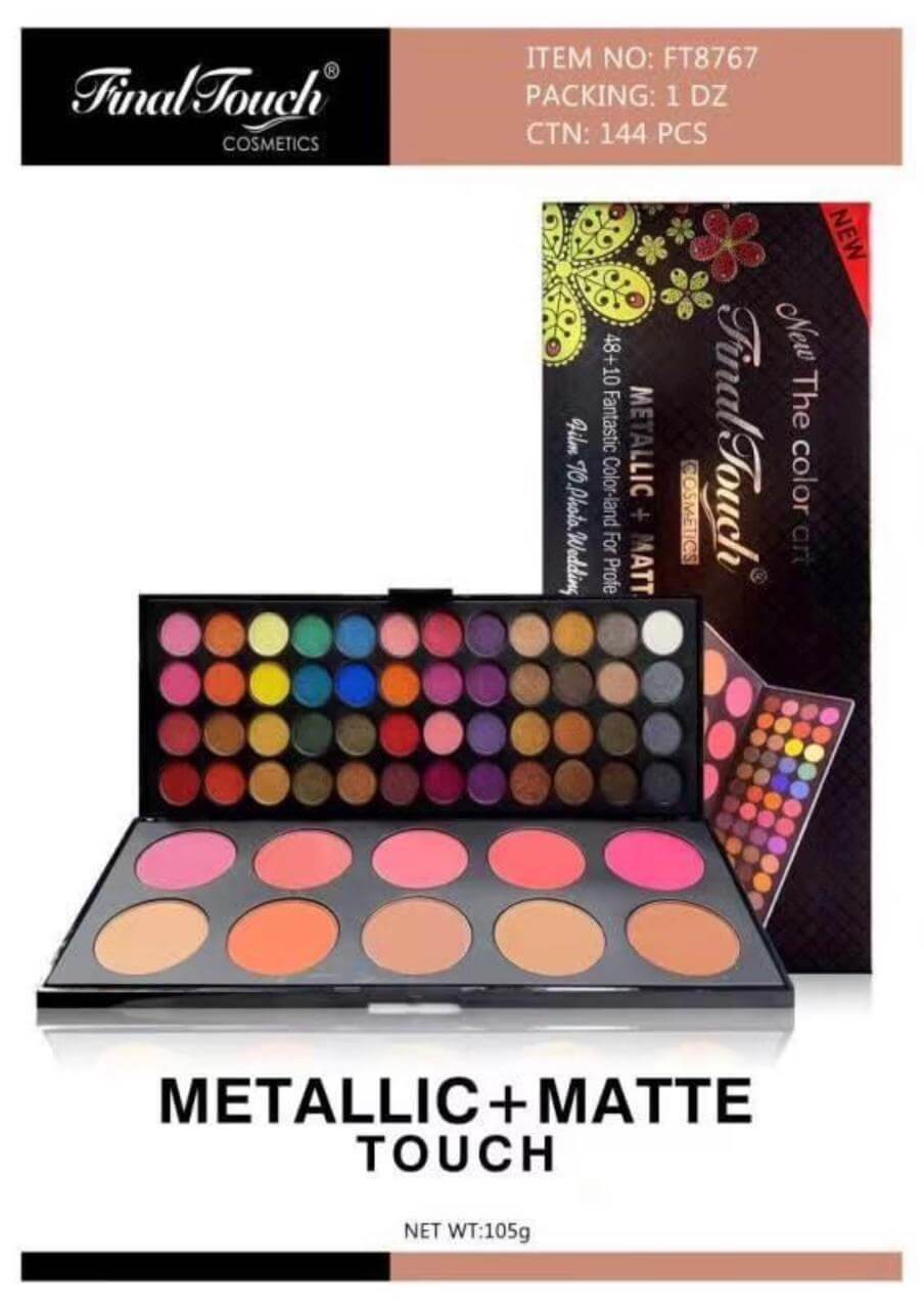 FINAL TOUCH Metallic+Matte touch 58 Colors EyeShadow+Blusher Professional Make Up Palette