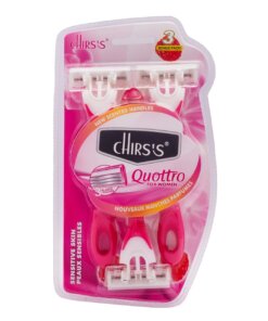 CHIRS’S 3 Pack Triple Blade Razors – Quottro Scented Handle for Sensitive Skin