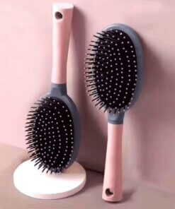 Pink Airbag For Men & Woman Detangling & Massage Hair Brush with Plastic Bristles Oval Shape